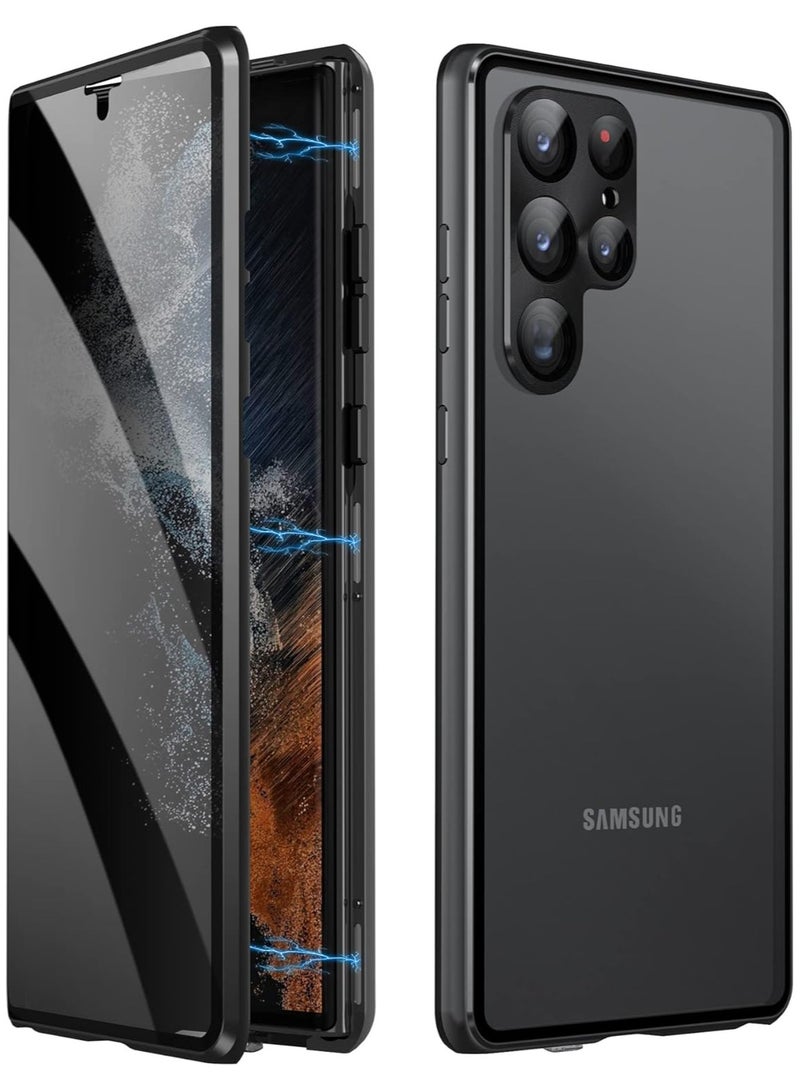 General Case Compatible with Samsung Galaxy S24/S24 Plus/S24 Ultra, Magnetic adsorption Double-Sided Protection case Tempered Glass Protective Screen Metal Bumper Lens Protector  - Image 1