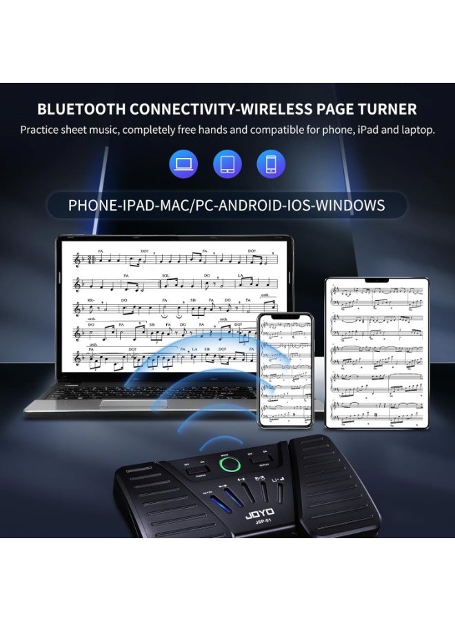 جويو دواسة تحويل صفحات الموسيقى اللاسلكية - بلوتوث لموسيقى iPad وAndroid وiOS والهواتف وأجهزة الكيبورد (JSP-01) - Image 2