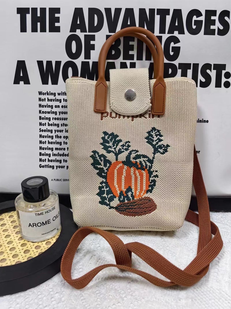 Cute Cartoon Knitted Mobile Phone Bag Women'S Korean-Style All-Match One-Shoulder Crossbody Bag Travel Coin Purse Small Handbag - Image 1