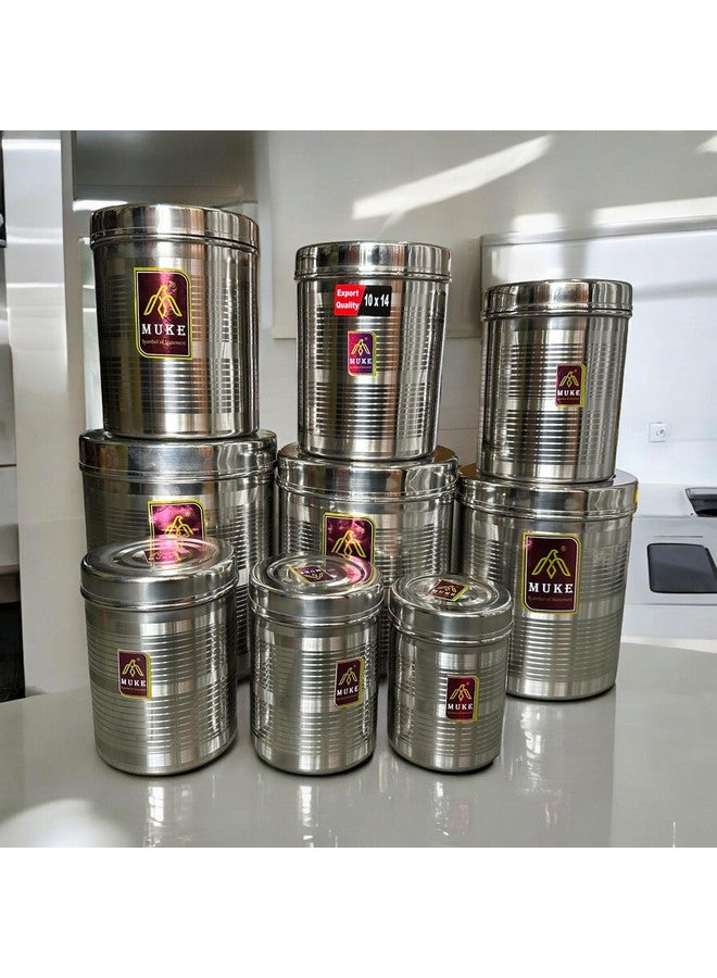 KITCHEN NEXT Stainless Steel Food Storage Containers Set - 9 Pieces (400ml to 4.5kg) , Silver - Image 3