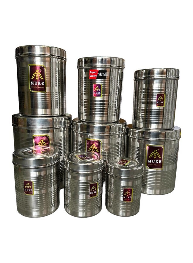 KITCHEN NEXT Stainless Steel Food Storage Containers Set - 9 Pieces (400ml to 4.5kg) , Silver - Image 1