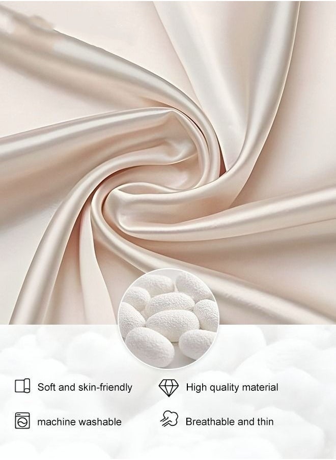 Women's Bathrobe Ice Silk Satin Cooling Nightgown Breathable Skin-friendly Bathrobe Champagne Gold - Image 2