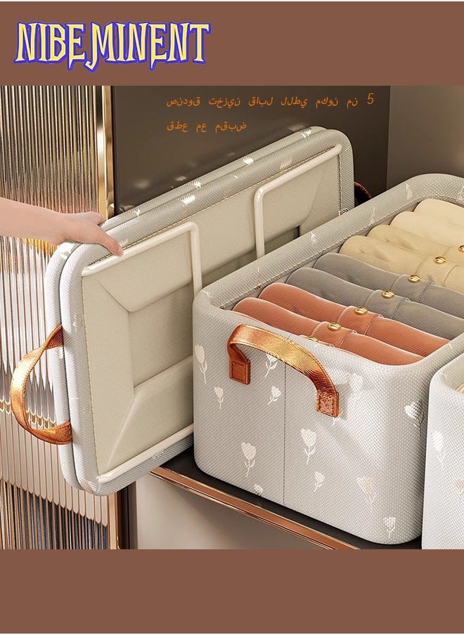 NIBEMINENT 26L (47x28x20cm) 5PCS Storage Box Saudi – Wardrobe Organizer with Lids, Heavy-Duty Steel Frame for Hijab, Clothes & Toys (Stackable, Space-Saving)  - Image 1