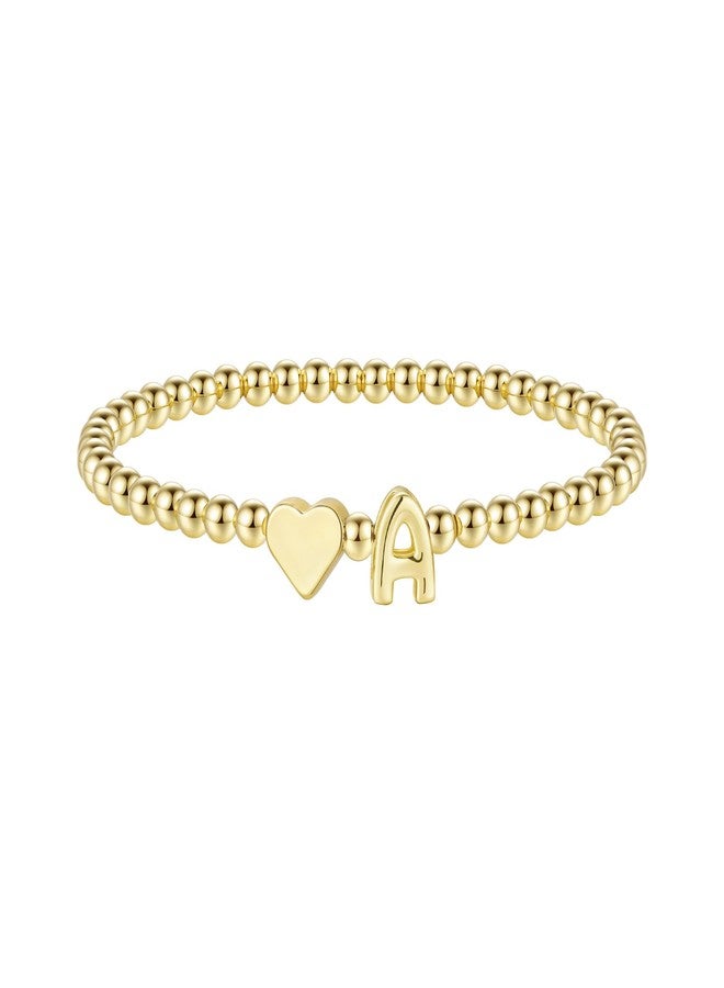 M MOOHAM Gold Initial Bracelet for Women - Dainty Gold Beaded Heart Bracelets for Women Trendy Letter Initial A Charm Bracelet Teen Girls GrandKids Stocking Stuffers Christmas Gifts - Image 1
