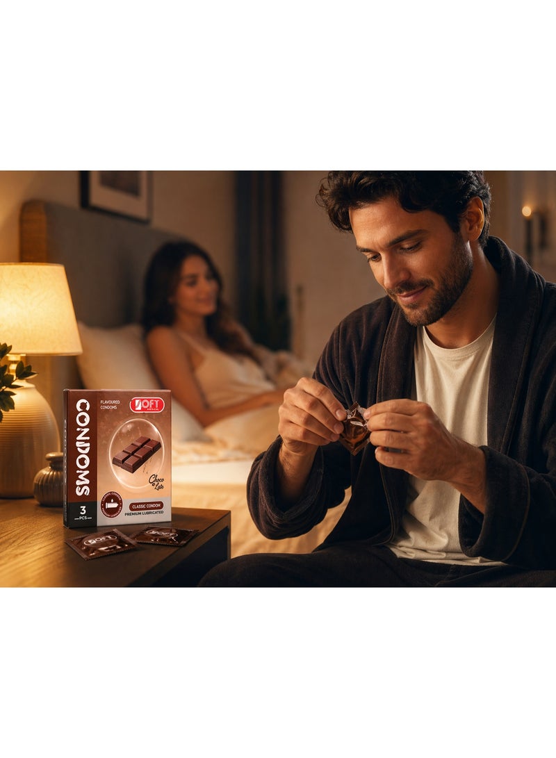 SOFT Medical Chocolate Flavoured Condoms – Classic Premium Lubricated, 3 Pieces, Adult Personal Use - Image 3