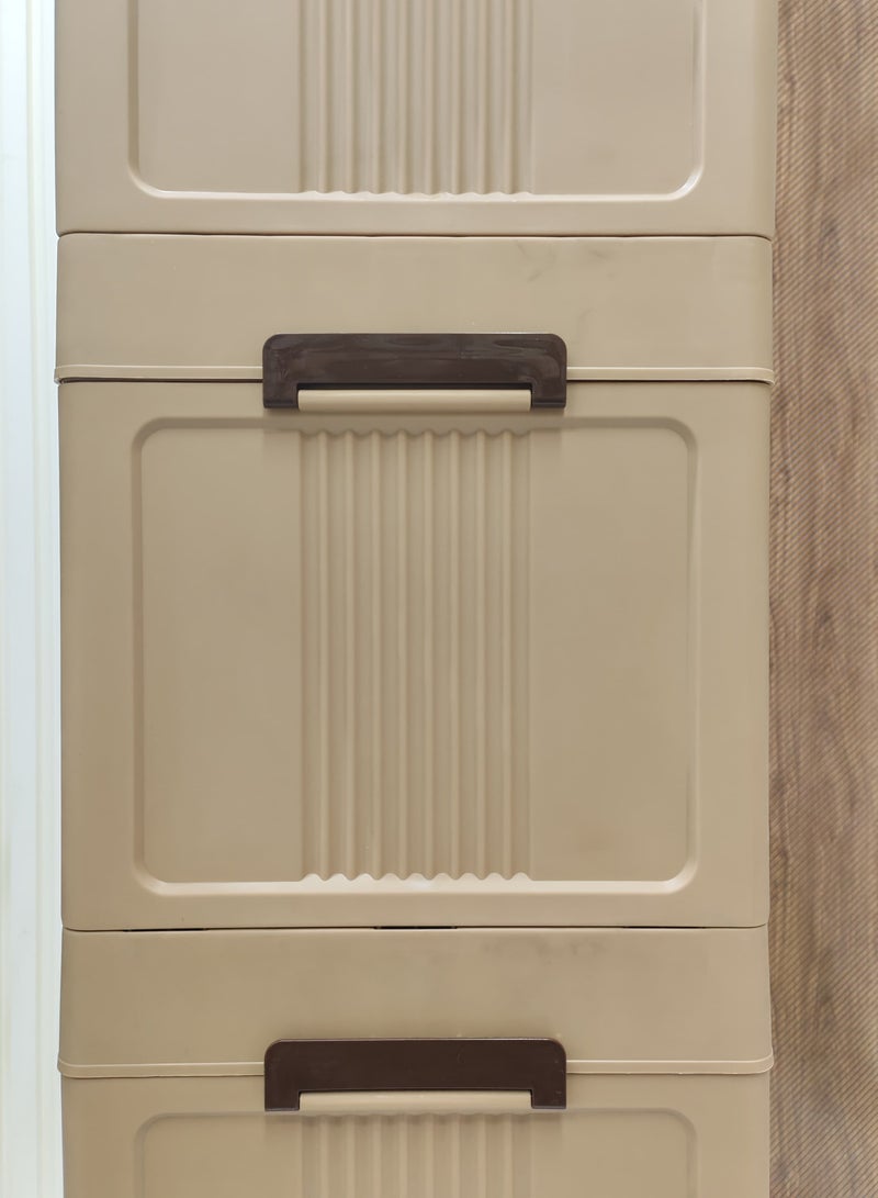 5-Tier Storage Cabinet with Doors, Removable Wheels Wardrobe, Portable Plastic Kitchen Organizer, for Storing Clothes, Toys, and Kitchen Tools, Large Size  - Image 5