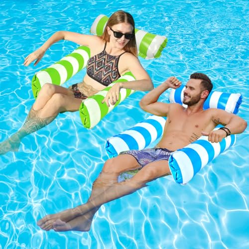 TIWISSES 2 Pack Inflatable Pool Floats 4-in-1 Pool Hammock with Bottom Mesh 3 Tubes Inflatable Hammock for Adults,Portable Floating Chair Bed for Travel, Swimming Pool Hot Tub - Image 1