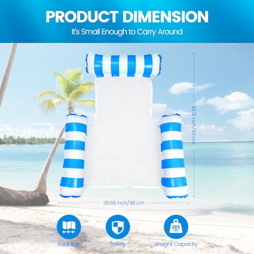 TIWISSES 2 Pack Inflatable Pool Floats 4-in-1 Pool Hammock with Bottom Mesh 3 Tubes Inflatable Hammock for Adults,Portable Floating Chair Bed for Travel, Swimming Pool Hot Tub - Image 2