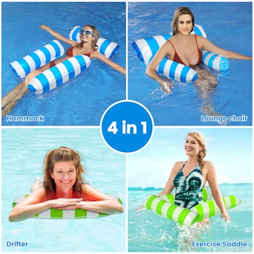 TIWISSES 2 Pack Inflatable Pool Floats 4-in-1 Pool Hammock with Bottom Mesh 3 Tubes Inflatable Hammock for Adults,Portable Floating Chair Bed for Travel, Swimming Pool Hot Tub - Image 4