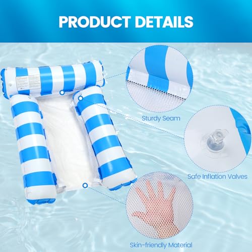 TIWISSES 2 Pack Inflatable Pool Floats 4-in-1 Pool Hammock with Bottom Mesh 3 Tubes Inflatable Hammock for Adults,Portable Floating Chair Bed for Travel, Swimming Pool Hot Tub - Image 3