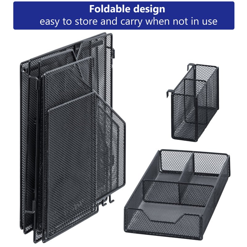 Topwey Desk Organizer, File Organizer for Desk with 2-Tier Paper Letter Tray, Drawer and 2 Pen Holder, Mesh Desktop Organization with Magazine Holder for Office Supplies - Image 3