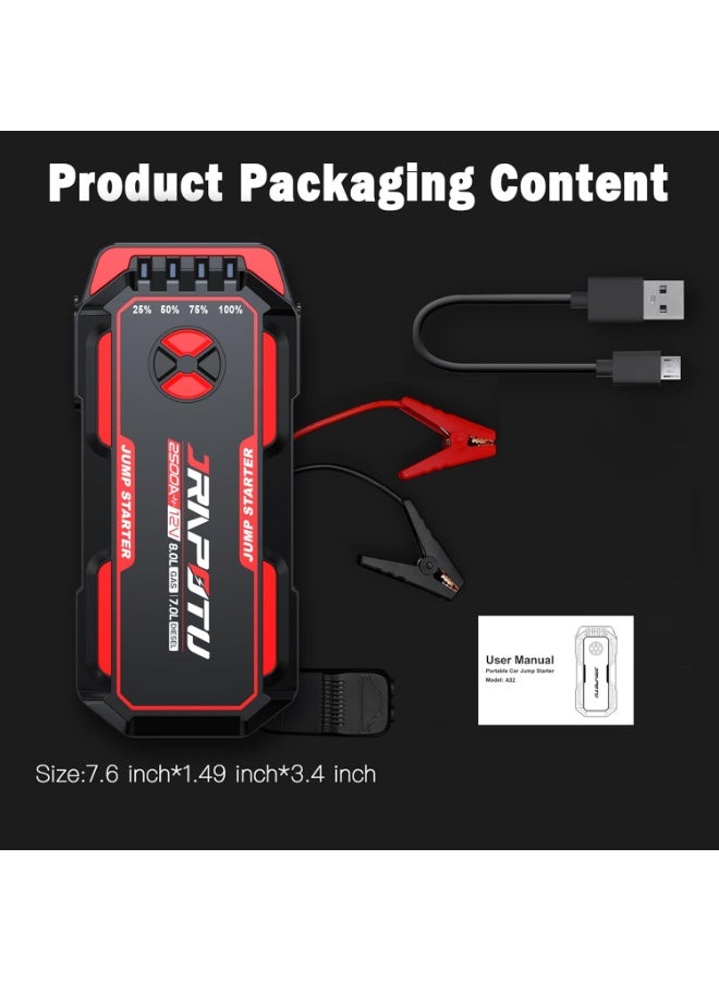 Generic Jrapotu 16800mAh Portable Car Jump Starter with LED Flashlight and Power Bank - 1000A Peak for 12V Vehicles  - Image 3