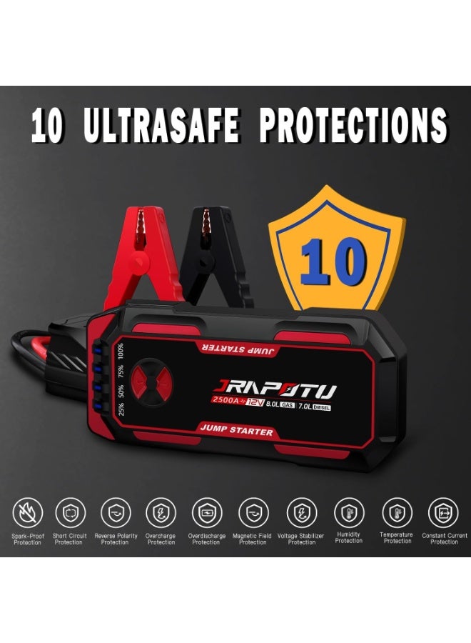 Generic Jrapotu 16800mAh Portable Car Jump Starter with LED Flashlight and Power Bank - 1000A Peak for 12V Vehicles  - Image 2