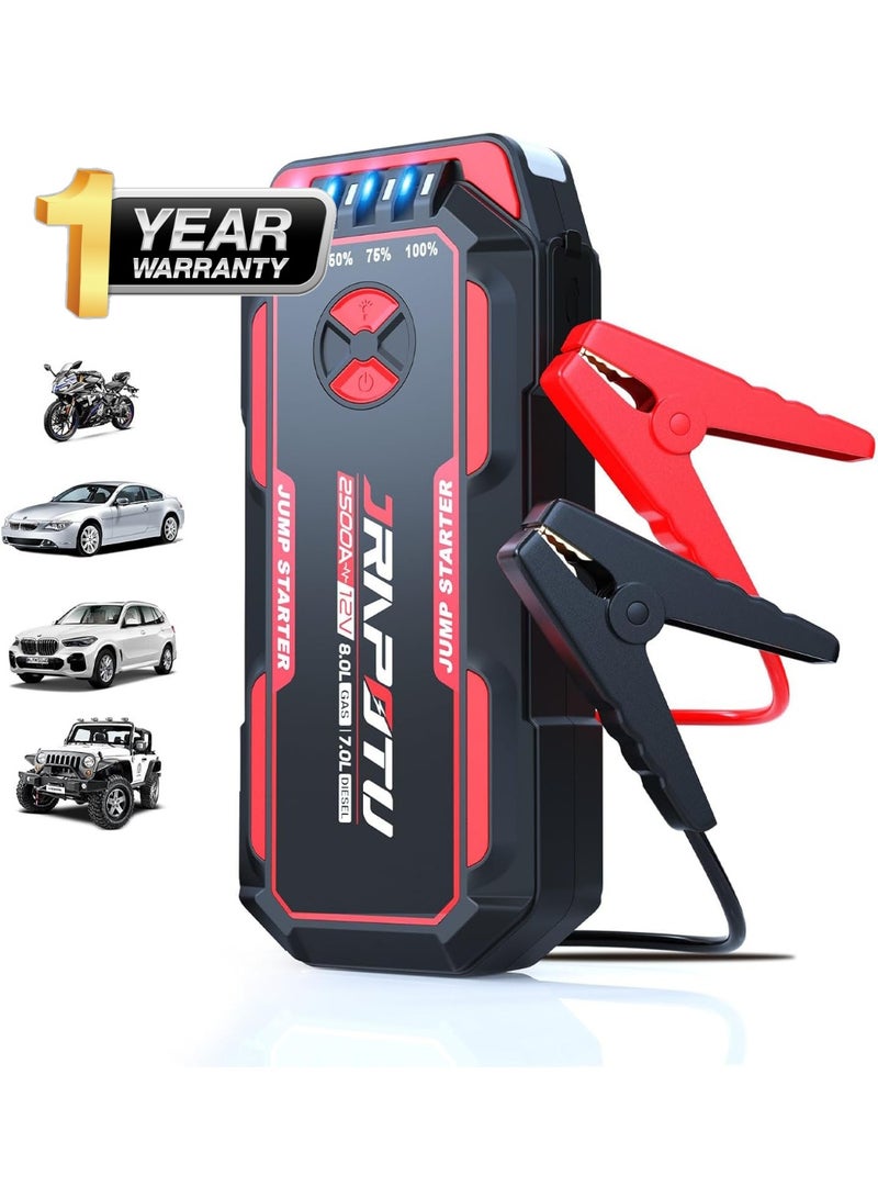 Generic Jrapotu 16800mAh Portable Car Jump Starter with LED Flashlight and Power Bank - 1000A Peak for 12V Vehicles  - Image 1