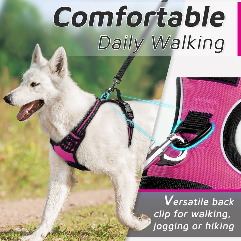 Eagloo Dog Harness Small Sized Dog, No Pull Service Vest with Reflective Strips and Control Handle, Adjustable and Comfortable for Easy Walking, No Choke Pet Harness with 2 Metal Rings, Rose Red, S - Image 4