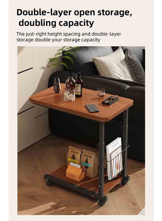 Generic C-Shaped Mobile Computer Desk, Coffee Table, Sofa Side Table With Storage Rack, Adjustable Height, 48cm in Length, 30cm in Width, 56cm To 76cm in Height.(White Maple Wood）  - Image 4