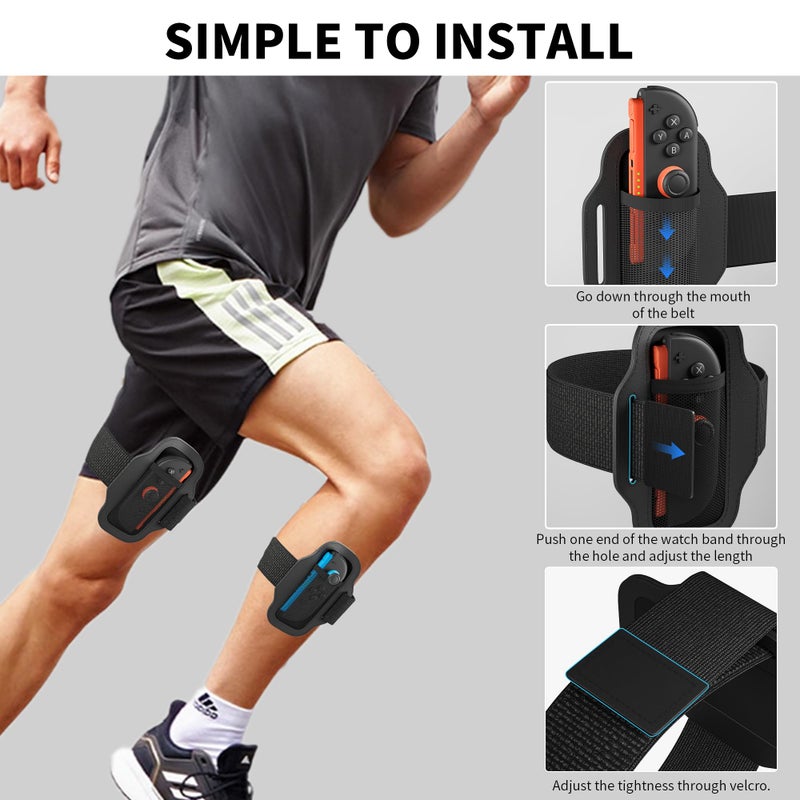 RHOTALL 2 Pack Leg Strap for Nintendo Switch/OLED/ 2 joycon Controller,Adjustable Leg Strap Game Accessories Compatible with Switch Sports Play Soccer/Ring Fit Adventure,Two Size for Adults & Children - Image 4