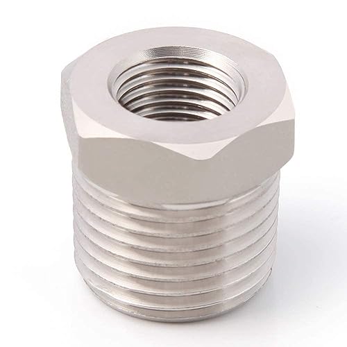 Metaland Stainless Reducer Bushing NPT 1" Male to 1/4" Female Reducing Hex Pipe Fitting - Image 1