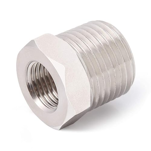Metaland Stainless Reducer Bushing NPT 1" Male to 1/4" Female Reducing Hex Pipe Fitting - Image 3