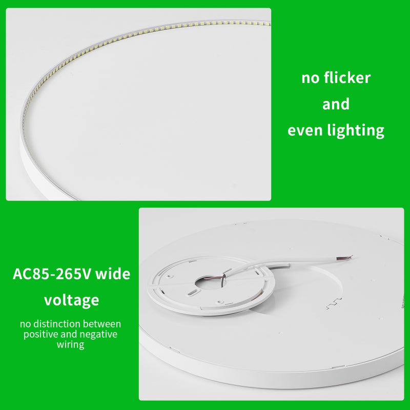 LEDs Ceiling Light Flush Mounting 24W 2520lm Round Ceiling Lamp for Kitchen Bedroom Hallway (6500-7000K White Light) - Image 5
