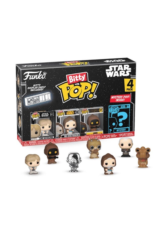 Funko Funko Bitty POP! Star Wars 4 Figure Pack Includes Luke Skywalker, Obi-Wan Kenobi, Jawa, and a Mystery Star Wars Bitty Pop! 