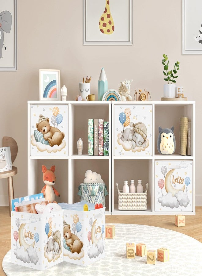 HUUMONSS 11.8" Sleeping Animals Storage Cube Organizer Set 3Pcs Clothes Storage Basket Bin for Closet Shelf Bear Stars Balloon Nursery Kid Room Book Toy Chest, Fox - Image 3