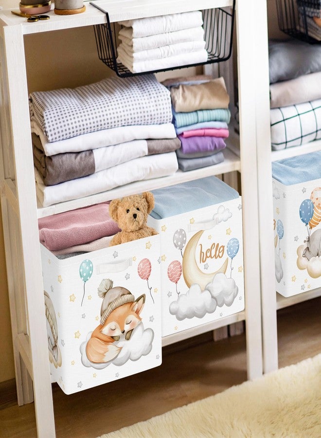 HUUMONSS 11.8" Sleeping Animals Storage Cube Organizer Set 3Pcs Clothes Storage Basket Bin for Closet Shelf Bear Stars Balloon Nursery Kid Room Book Toy Chest, Fox - Image 5
