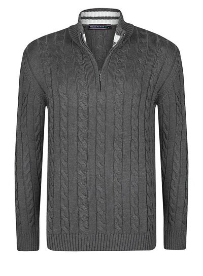 FELIX HARDY Cable Knit Half Zipper Pullover