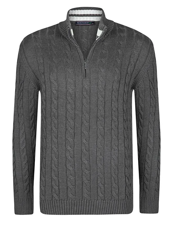 FELIX HARDY Cable Knit Half Zipper Pullover