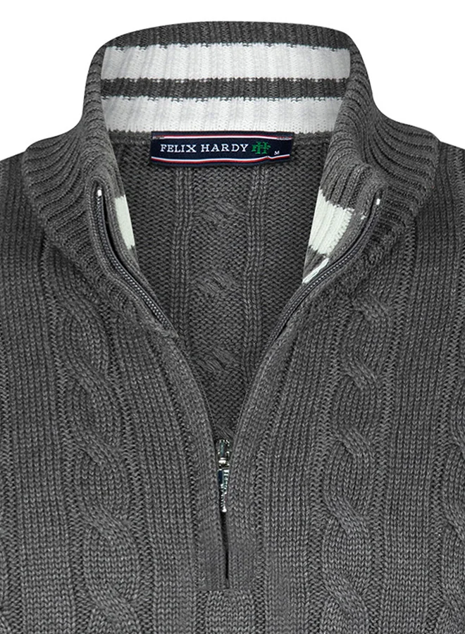 FELIX HARDY Cable Knit Half Zipper Pullover