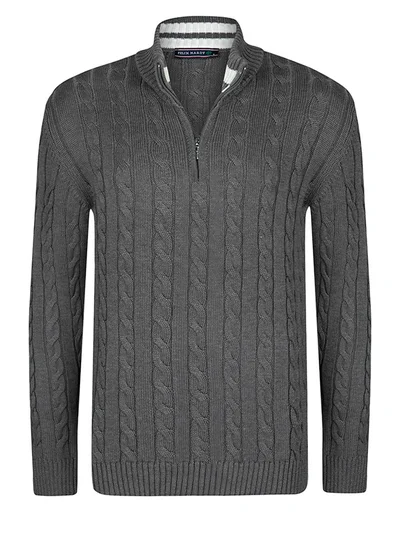 FELIX HARDY Cable Knit Half Zipper Pullover