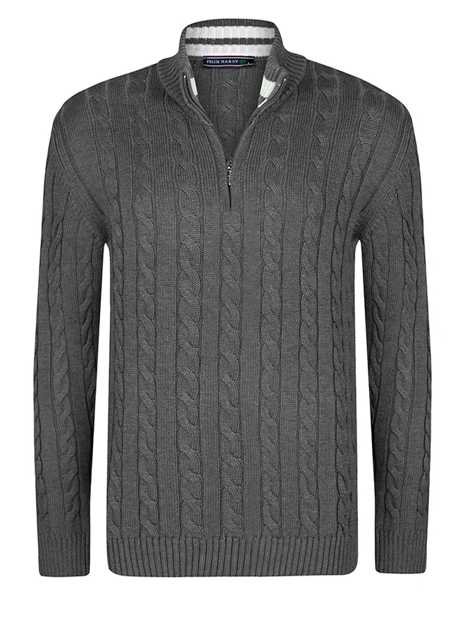 FELIX HARDY Cable Knit Half Zipper Pullover