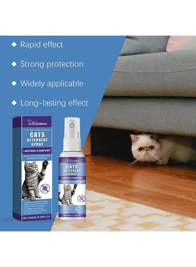 APPTRIN Cat Repellent Spray 100ml, Training Aid to Keep Cats Off Counters/Couches, Cat Scratching Training Spray, Indoor & Outdoor, Safe & Natural Formula - Image 2