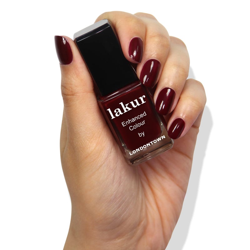 LONDONTOWN lakur Nail Polish - Chip-Resistant, Non-Toxic, Conditions & Hydrates Nails | Glossy Blackened Purple, Elderberry, .40 fl oz - Image 4