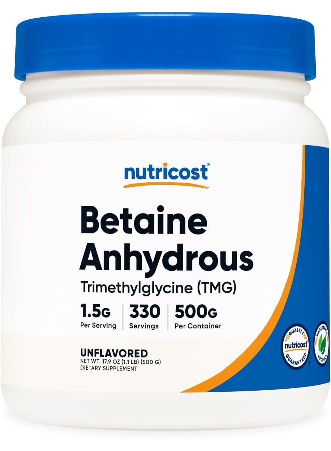 Nutricost Betaine Anhydrous Trimethylglycine (TMG) Powder 500 Grammes - Image 1