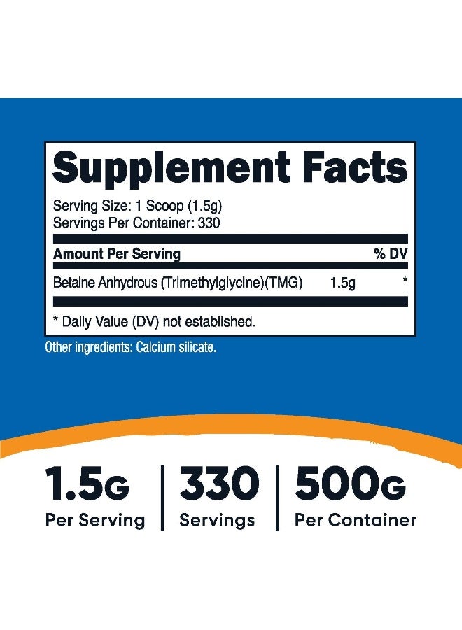 Nutricost Betaine Anhydrous Trimethylglycine (TMG) Powder 500 Grammes - Image 2