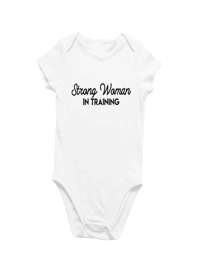 Printique Organic GOTS Certified Baby Onesie Unisex Bodysuit 0-18 months - Strong Woman In Training | Feminist Mom (Strong Woman In Training, 0-3 Months) - Image 1
