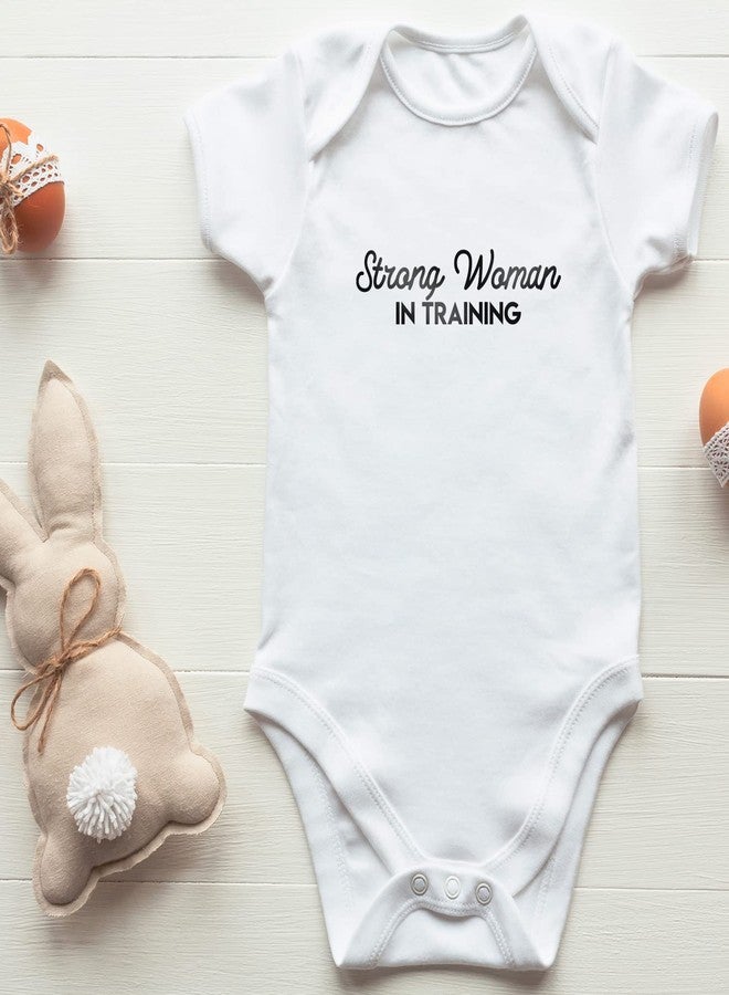 Printique Organic GOTS Certified Baby Onesie Unisex Bodysuit 0-18 months - Strong Woman In Training | Feminist Mom (Strong Woman In Training, 0-3 Months) - Image 2