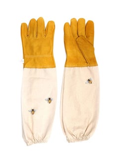 NIBEMINENT Anti-Smash Beekeeping Gloves Beige/Yellow L  - Image 1