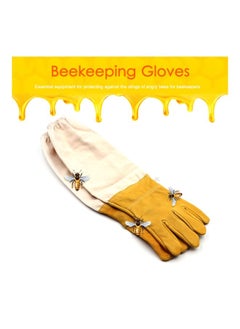 NIBEMINENT Anti-Smash Beekeeping Gloves Beige/Yellow L  - Image 4