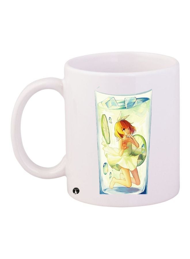 RYN Mojito Printed Coffee Mug White/Green/Beige 11ounce