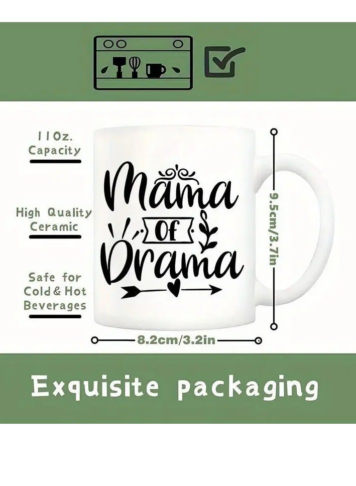 RYN 11oz Ceramic Mug "Drama Queen Mama" Coffee Cup, Mother'S Day Gift, Reusable Tea Cup, Hot Beverage Mug, - Image 3