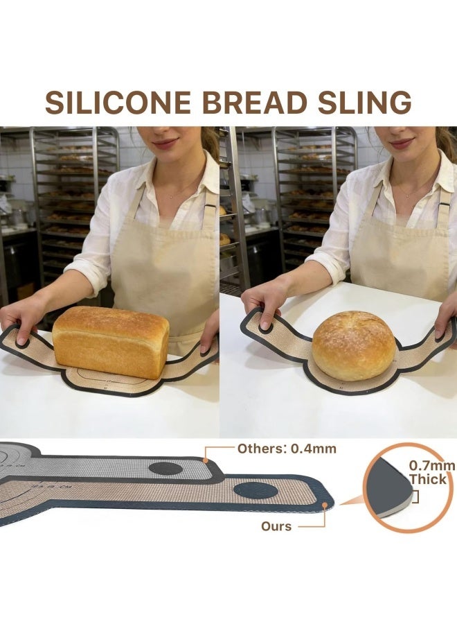 2 PCS Silicone Bread Sling for Oven, Non-Stick and Easy Clean Reusable Silicone Bread Baking Mat with Long Handles, Easy to Transfer Sourdough Bread - Image 4