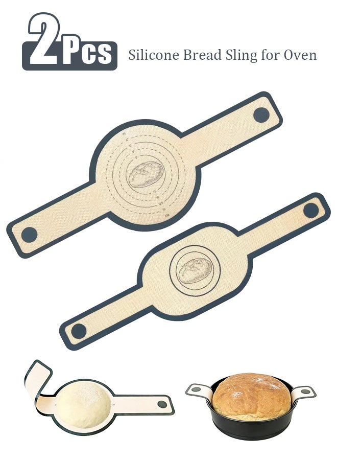 2 PCS Silicone Bread Sling for Oven, Non-Stick and Easy Clean Reusable Silicone Bread Baking Mat with Long Handles, Easy to Transfer Sourdough Bread - Image 1