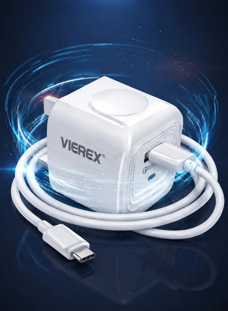 Vierex 18W Quick Charger Travel Companion Charger Includes USB-C to USB-C Cable for Type-C Series - Image 1