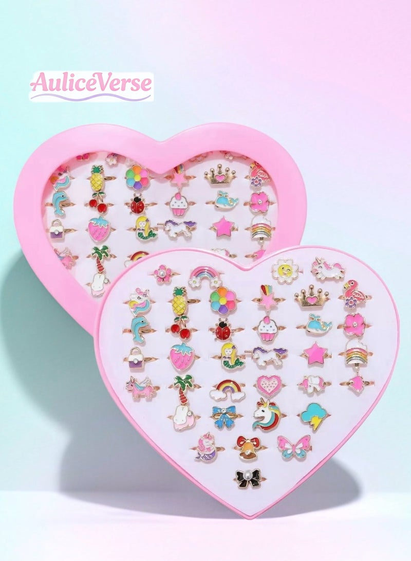 أوليس فيرس  خواتم أطفال للبنات 36 قطعة خواتم قابلة للتعديل ألعاب مجوهرات تنكرية هدايا عيد ميلاد هدايا حفلات للبنات - Image 1