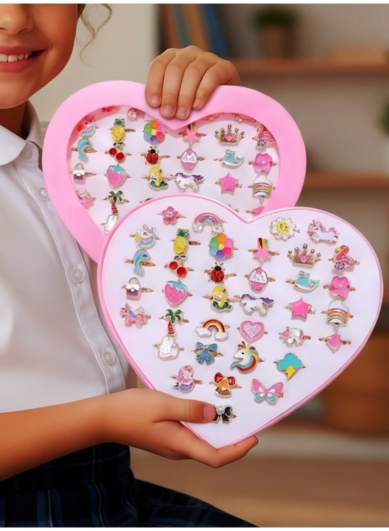أوليس فيرس  خواتم أطفال للبنات 36 قطعة خواتم قابلة للتعديل ألعاب مجوهرات تنكرية هدايا عيد ميلاد هدايا حفلات للبنات - Image 2