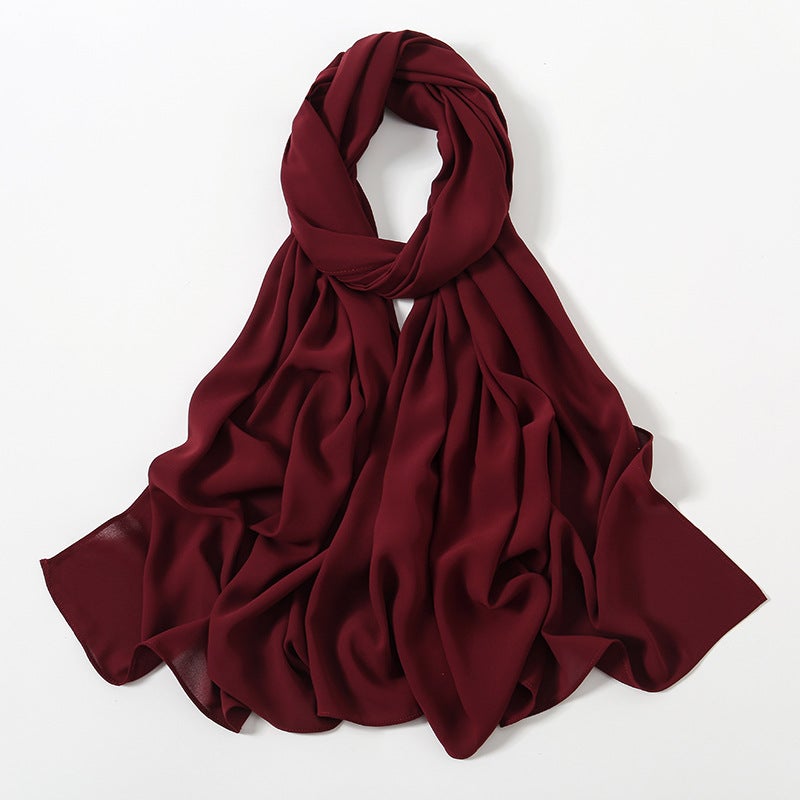 2024 High-Quality Solid Chiffon Long Scarf 24#