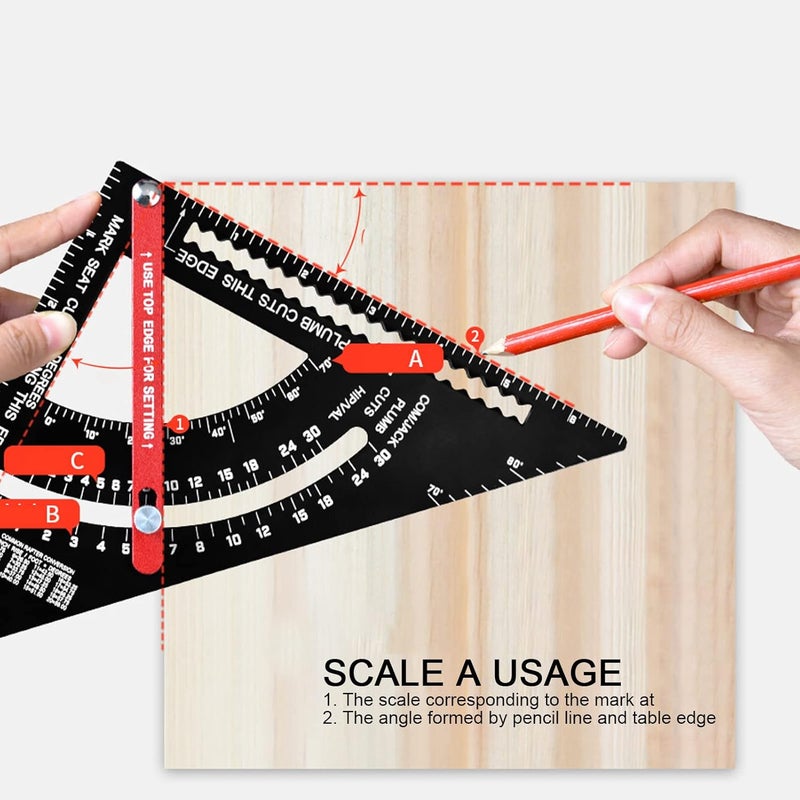 7in Woodworking Triangular Ruler, Aluminum Alloy Woodworking Measuring Ruler, Adjustable Carpentry Triangular Ruler for Engineers, Carpenters, ANKROYUtkvd7sep4g - Image 3