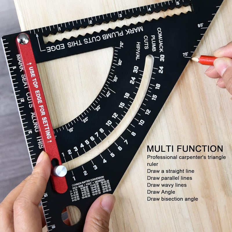 7in Woodworking Triangular Ruler, Aluminum Alloy Woodworking Measuring Ruler, Adjustable Carpentry Triangular Ruler for Engineers, Carpenters, ANKROYUtkvd7sep4g - Image 5